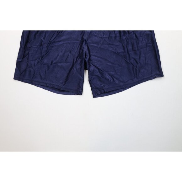 Vintage 90s Wilson Mens Large Blank Silky Nylon Basketball Shorts Navy Blue USA - Picture 4 of 13